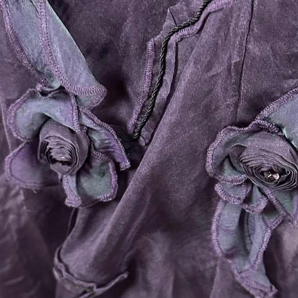 Vintage Tiar Silk Dark Purple Flower Fairy Maxi Dress Size Small WhimsyGoth USA - Picture 11 of 15